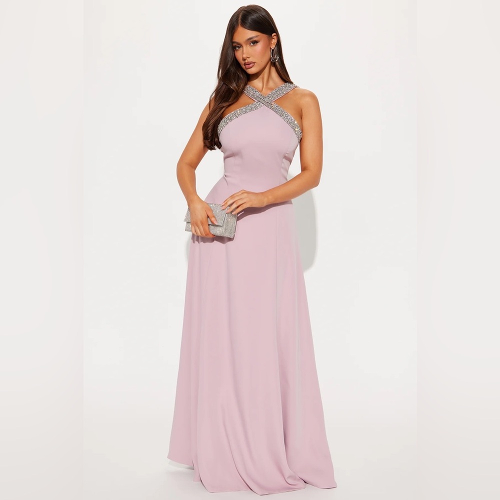 Fashion Nova Women’s One Shoulder Lavender‎ Wedding Guest Prom Maxi Gown Dress
